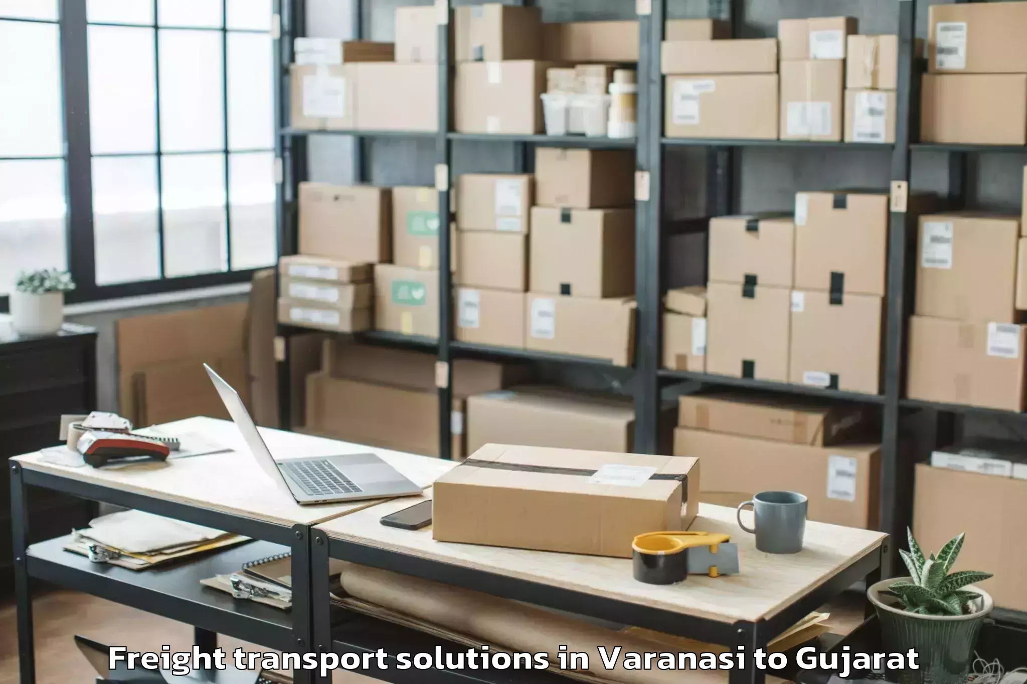 Professional Varanasi to Khedbrahma Freight Transport Solutions